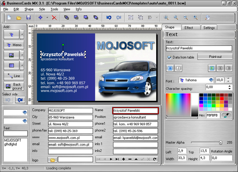 BusinessCards MX Screenshot